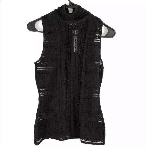 cinq a sept Black Antonia Turtleneck Sheer Top - Picture 2 of 6